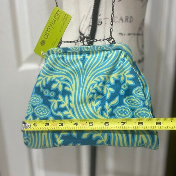 AMY BUTLER NORA CLUTCH BAG KISSLOCK METAL STRAP 100% ORGANIC COTTON VERSATILE - Picture 6 of 16